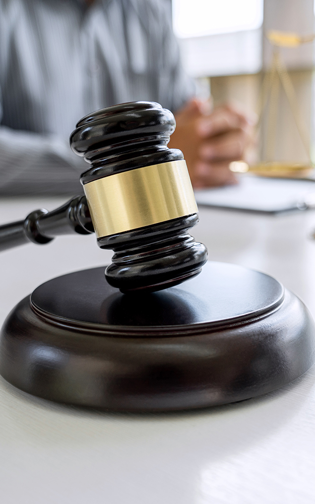 Judge gavel with Justice lawyers, Counselor in suit or lawyer wo